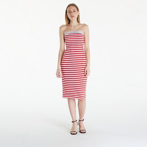 Tommy Jeans Logo Tape Stripe Knee Lenght Tube Dress Red